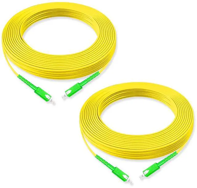 Main image of 2Pcs 15 Meter Fiber Optic Patch Cord SC APC to SC APC, Simplex Single Mode Fiber Cable Jumper OS2 G652D 9/125m, 1310nm/1550nm LSZH 3.0mm