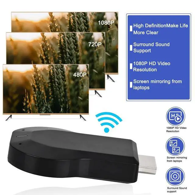 Alt view image 3 of 5 - HDMI Wireless Display Dongle Adapter - WiFi 4K&1080P Portable Transmitter, Streaming Media Video/Audio/File from Smartphone, Laptop to HDTV/Monitor/Projector Support Windows