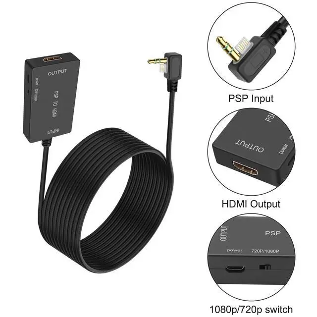 Alt view image 3 of 5 - MEIRIYFA PSP2000/PSP3000 to HDMI Adapter Converter HDMI Cable for PSP2000/3000 Handheld Game Console Accessories Support 1080p/720p for HDTV MonitorProjector -9.84FT