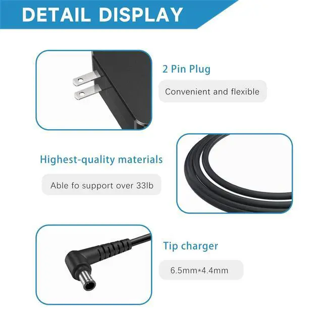 Alt view image 5 of 5 - 59W 19V 3.11A AC Power Adapter Compatible with Samsung Monitor 32" Curved LED TV: A5919_RDY BN44-01014A BN44-00838A UE32J4510 UE22H5000AK S32D850T S34J550 Charger Replacement with 6.5 * 4.4mm