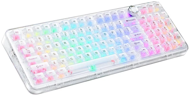 Main image of MMViCTY 98Key HotSwappable Mechanical Keyboard with Knob, MyK98 TriMode Bluetooth 5.0/2.5G/USBC Wireless Gaming Keyboard, RGB Backlit Frosted Crystal Shell for PC/Mac