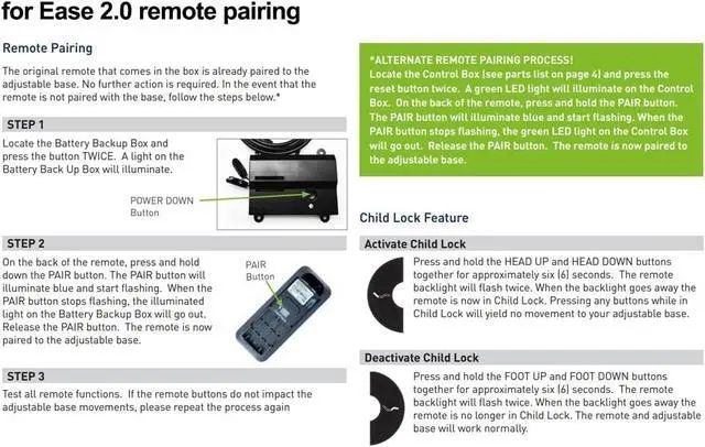 Alt view image 2 of 5 - FQOUG RF399A RF368B Replacement Remote Control for Sealy Ease 1.0/2.0/3.0/4.0 Adjustable Bed, Compatible with Serta Motion Essentials 3rd Gen/Tempurpedic/Ergo Adjustable Bed Base JLDK.30.03.20