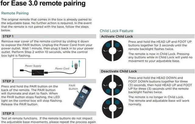 Alt view image 3 of 5 - FQOUG RF399A RF368B Replacement Remote Control for Sealy Ease 1.0/2.0/3.0/4.0 Adjustable Bed, Compatible with Serta Motion Essentials 3rd Gen/Tempurpedic/Ergo Adjustable Bed Base JLDK.30.03.20