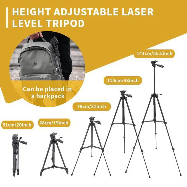 Alt view image 5 of 5 - Laser Level Tripod Compatible with Klein Tools, 20" Adjustable Laser Tripod Stand with 1/4"-20 Thread Mount, Lightweight Tripod with Non-Skid Feet, Collapsible Legs, Carrying Pouch Included