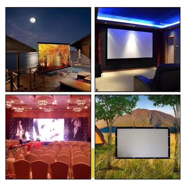 Alt view image 5 of 5 - 200 Inch Portable Projector Screen Outdoor, YF2009SZ 16:9 Foldable HD Large Thick Canvas Movie Screen for Home Theater Office Presentation Outside Camping Party