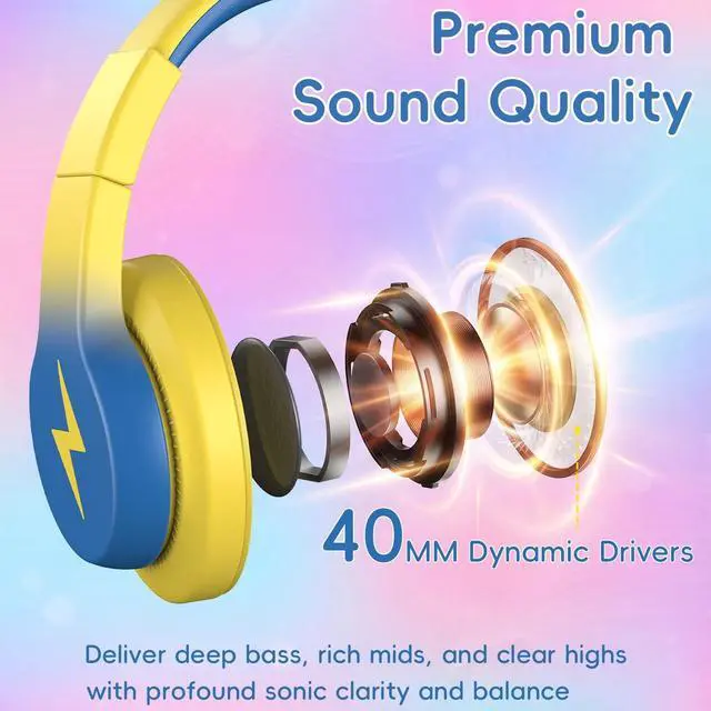 Alt view image 4 of 5 - Wired Kids Headphones for School 2 Pack,USB Type C Headphones for Kids, 85dB Safe Volume, HD Stereo Sound,Comfortable Fit, Adjustable &Foldable, Ideal for School/ Travel(Gradient Pink+Light Yellow)