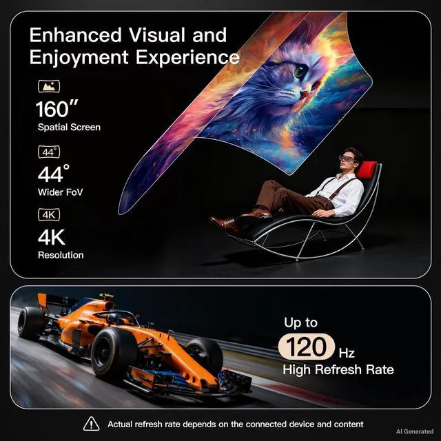 Alt view image 2 of 5 - THIKA AiRA XR AR Glasses 160" Big Screen 120Hz USB-C for Steam Deck ROG