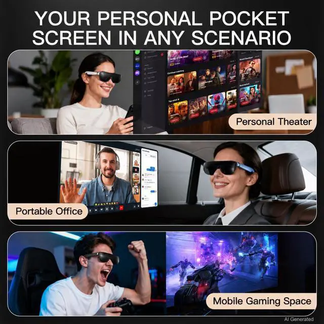 Alt view image 3 of 5 - THIKA AiRA XR AR Glasses 160" Big Screen 120Hz USB-C for Steam Deck ROG