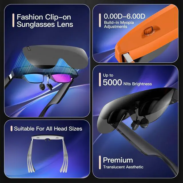 Alt view image 4 of 5 - THIKA AiRA XR AR Glasses 160" Big Screen 120Hz USB-C for Steam Deck ROG