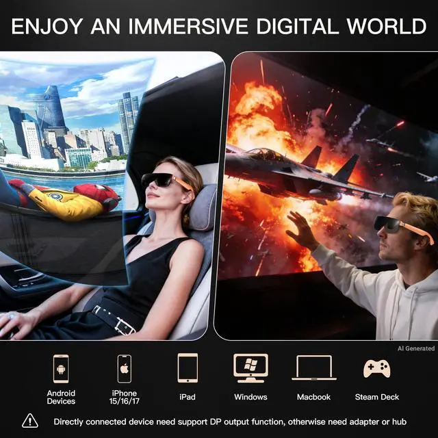 Alt view image 5 of 5 - THIKA AiRA XR AR Glasses 160" Big Screen 120Hz USB-C for Steam Deck ROG