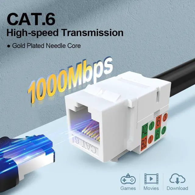 Alt view image 2 of 5 - Enmane Cat6 RJ45 Keystone Jack Keystone Jack 90 Angled Ethernet Punch Down Keystone Modules 50pack