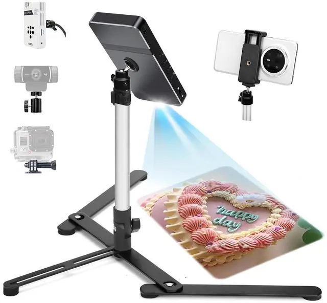 Main image of YIFMEIG Overhead Tripod for Mini Projector - Phone Holder,Camera Stand,Webcam,Stronger Support with Clip for Cookie Decorating,eaching Online Live Streaming and Showing 360 Rotation