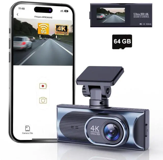 Main image of 4K Dash Cam Front, WiFi Dash Camera for Cars, Mini Dashcam with Super Night Vision,1.97 Inch Screen, Loop Recording, G-Sensor, WDR, Parking Monitor, 64GB Card Included (4K Mini Dash Cam)