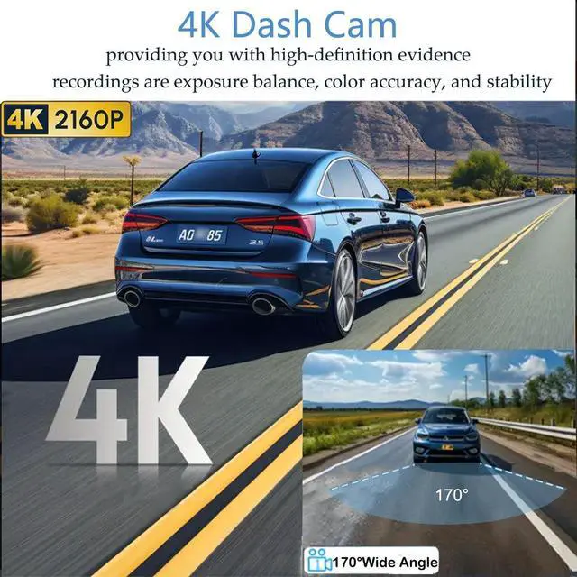 Alt view image 3 of 5 - 4K Dash Cam Front, WiFi Dash Camera for Cars, Mini Dashcam with Super Night Vision,1.97 Inch Screen, Loop Recording, G-Sensor, WDR, Parking Monitor, 64GB Card Included (4K Mini Dash Cam)