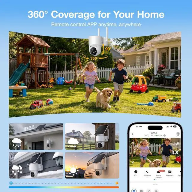 Alt view image 5 of 5 - Tical Solar Security Cameras Wireless Outdoor, 4MP Outdoor Camera Wireless, Solar Powered, 24/7 Continuous Recording, 360 Color Night Vision, AI Human Detection, 2-Way Audio, 2.4GHz, Whi
