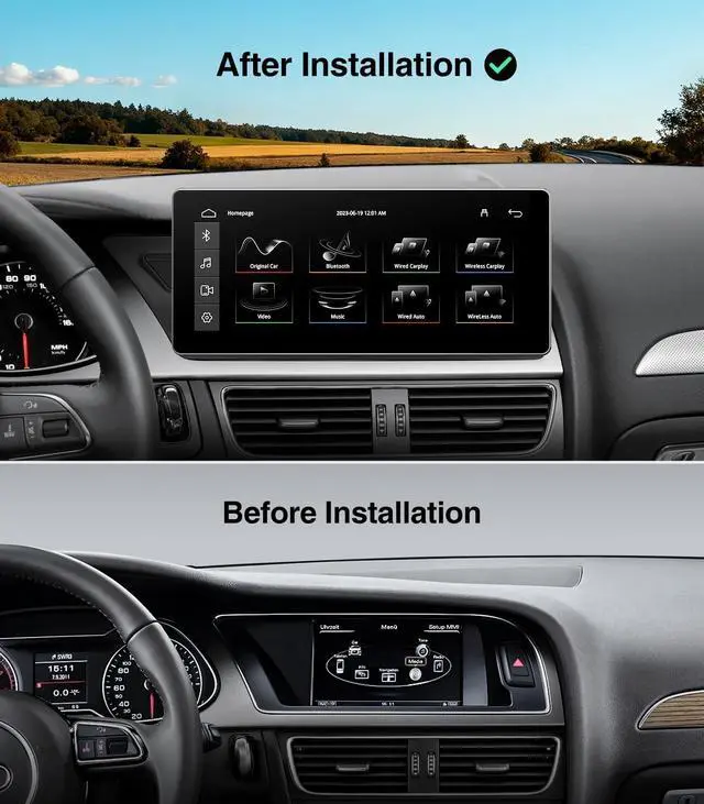 Alt view image 3 of 5 - 10.25" Linux Car Stereo for Audi A4 B8 S4 A5 S5 RS5 (2009-2016) Concert & Symphony System - Wireless CarPlay Android Auto Head Unit, 1920x720 IPS Touch Screen, Retains Factory Radio & Knob Cont