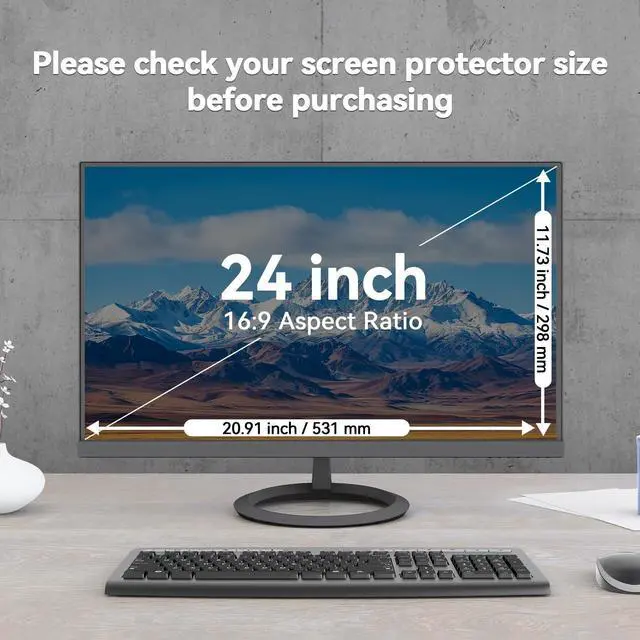 Alt view image 2 of 5 - MOSISO 2 Pack 24 inch Computer Privacy Screen for 16:9 Aspect Ratio Monitor, Double Sided Anti-Glare Eye Protection Blue Light Blocking Screen Protector, Removable Anti-Scratch Privacy Filter