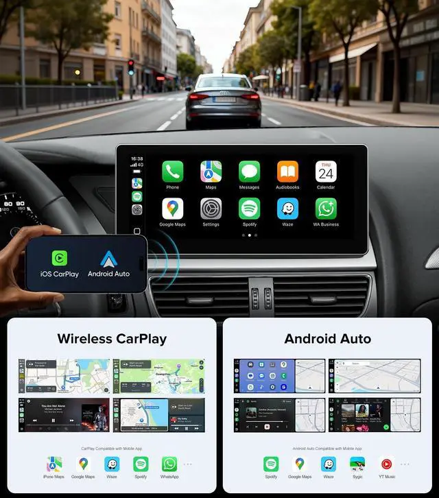 Alt view image 4 of 5 - 10.25" Linux Car Stereo for Audi A4 B8 S4 A5 S5 RS5 (2009-2016) Concert & Symphony System - Wireless CarPlay Android Auto Head Unit, 1920x720 IPS Touch Screen, Retains Factory Radio & Knob Cont