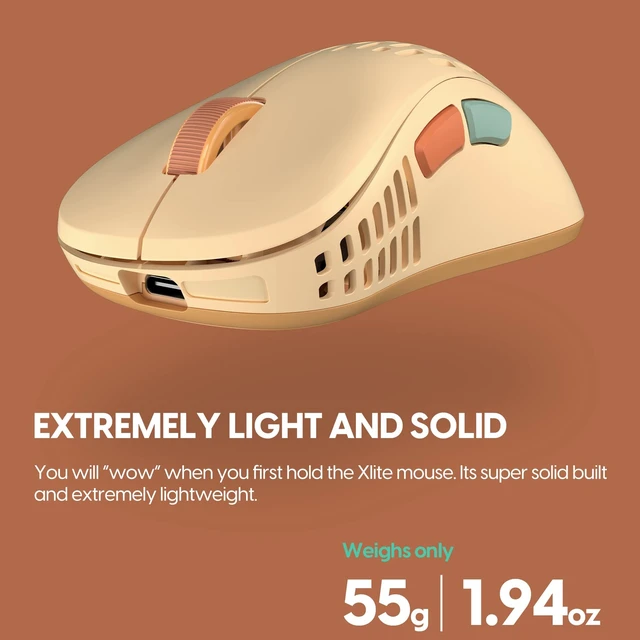 Alt view image 2 of 5 - Pulsar Gaming Gears - Xlite V2 Mini Retro Edition Wireless High Performance Super Light and Fast Ergonomic Gaming Mouse 2.4Ghz 1ms 20000 DPI Optical Sensor PAW3370 (Mini, Wireless, Brown