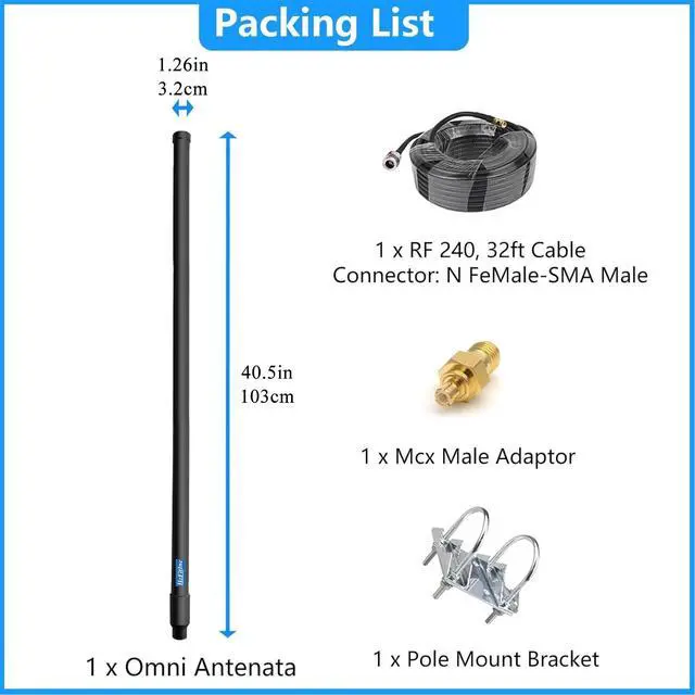 Alt view image 5 of 5 - 1090MHz 978MHz Dual Band ADS-B Antenna Outdoor High Gain 13dBi Flightaware Antenna with 32ft N-Female to SMA-Male Cable for Long Range Aviation SDR UAT Receiver