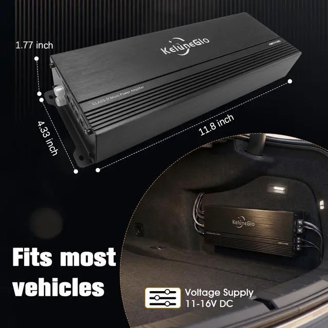 Alt view image 4 of 5 - KG AMPX1100D Class D Car Amplifier, 4 Ohm,MAX 3000W,1 Channel,Powerful Bass, Specifically Built for Car Audio System Upgrade