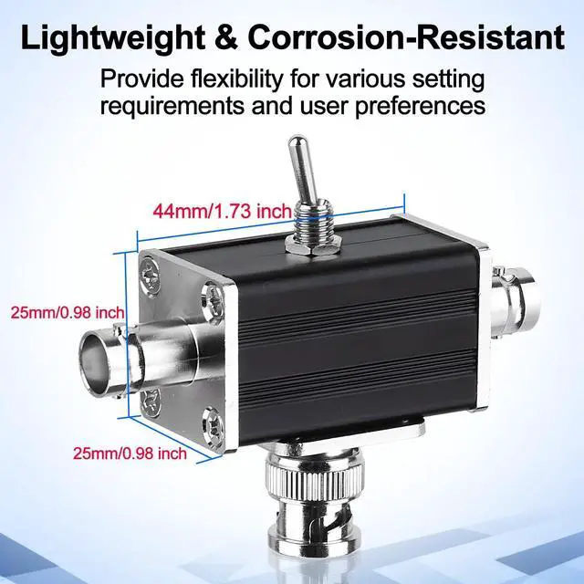 Alt view image 5 of 5 - 2 Way CB/HAM Antenna Coax Switch - 1 Input & 2 Outputs, 100W 0-30MHz Aluminum Alloy BNC Coaxial Antenna Switches for Ham Radio