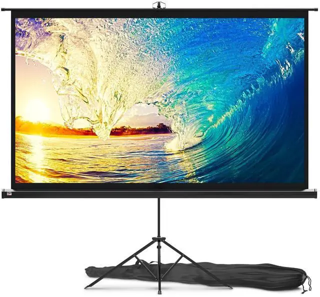 Main image of PropVue Projector Screen with Stand 84" - Indoor & Outdoor Projection Screen for Movie or Office Presentation - 16:9 HD Premium Wrinkle-Free Tripod Screen for Projector with Carry Bag & Tight Strap