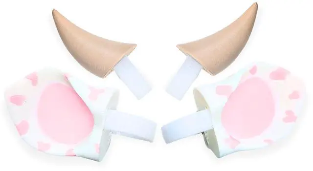 Main image of BeamTeam3D Cow Ears and Horns for Headphones, Cute & Fun Decorative Add-Ons for Gaming Headsets, Kids School Headphones, Compatible with Most Headphones (White/Pastel Pink/Pastel Pink)