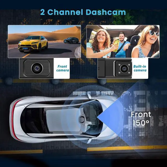 Alt view image 3 of 5 - Inefala Dual Channel Dash Camera, Car Cam FHD 1080P Front and Inside Dash Cam with 64GB Card, Built-in WiFi/APP, Loop Recording, Motion Detection, Exposure Adjustment, Screen Saver