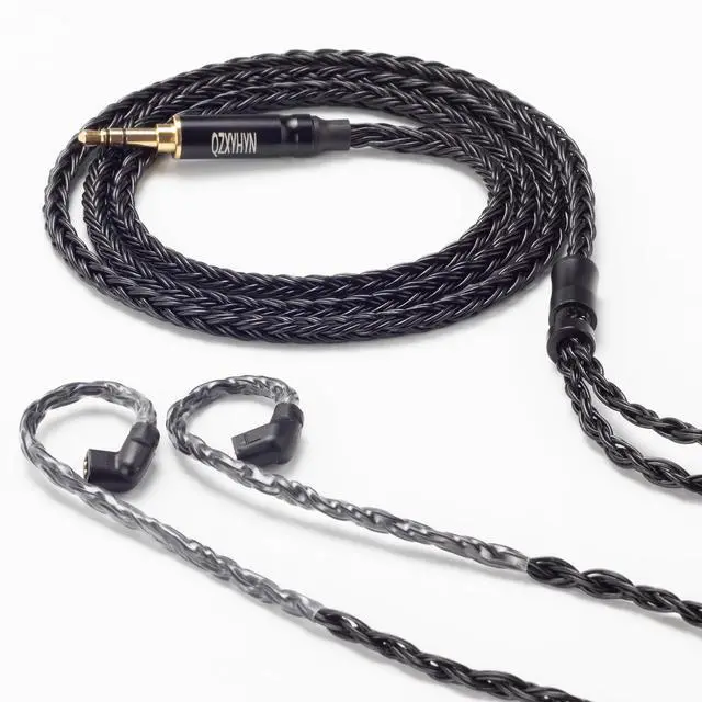 Main image of QZXYHYN 16 Core IEM Cable, 3.5MM Plug Silver-Plated Copper Headphone Upgrade Cable for KZ ZS10 Pro ZSX ZSN Pro CCA A10 CA4 AS16(Black, C PIN 3.5MM)
