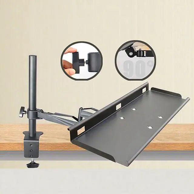 Alt view image 2 of 3 - Vesa Keyboard Tray, Steel Tube Mount Keyboard Tray, 35mm Cylindrical Mount, Cold Rolled Steel Quality Keyboard and Mouse Tray, Monitor Stand Arm Accessories Fencing Design Program VESA 100x100MM (C)