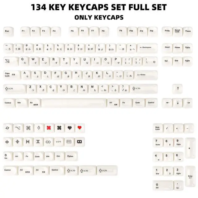 Alt view image 2 of 5 - COOMICKEY White Keycaps - MOA Profile Japanese Custom Keycap Set, Minimalist White Mac Style 134 Keys, Cute Ceramic Textured Keycaps for MX Switches Mechanical Keyboard