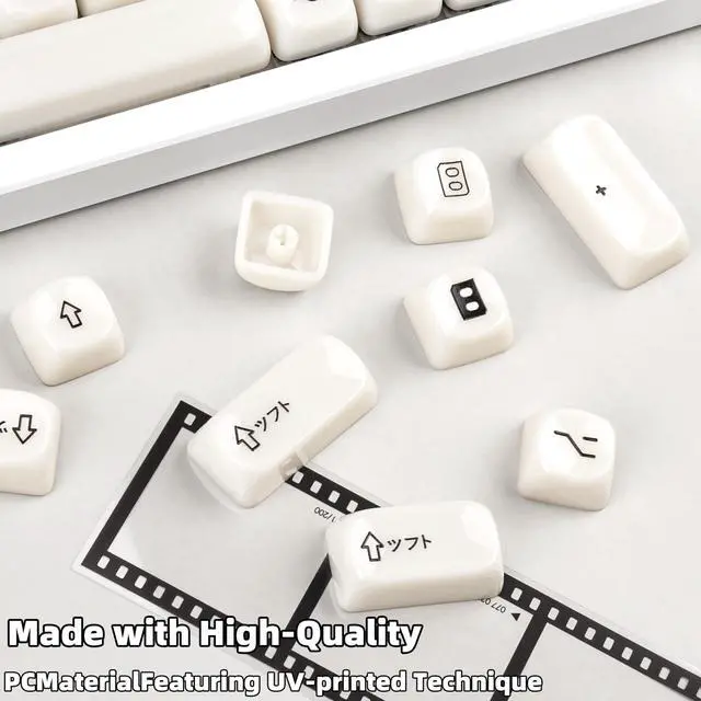 Alt view image 4 of 5 - COOMICKEY White Keycaps - MOA Profile Japanese Custom Keycap Set, Minimalist White Mac Style 134 Keys, Cute Ceramic Textured Keycaps for MX Switches Mechanical Keyboard