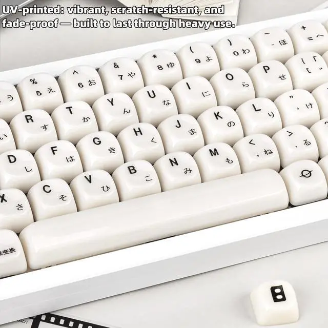 Alt view image 5 of 5 - COOMICKEY White Keycaps - MOA Profile Japanese Custom Keycap Set, Minimalist White Mac Style 134 Keys, Cute Ceramic Textured Keycaps for MX Switches Mechanical Keyboard
