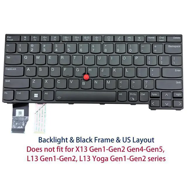 Alt view image 2 of 5 - BestParts Backlit Laptop Keyboard Replacement for Lenovo Thinkpad X13 Gen 3, L13 Gen 3 Gen 4 Gen 5, L13 Yoga Gen 3 Gen 4 US Layout Black Frame with TrackPoint 5N21H76804 5N21H77022 5N21H77171
