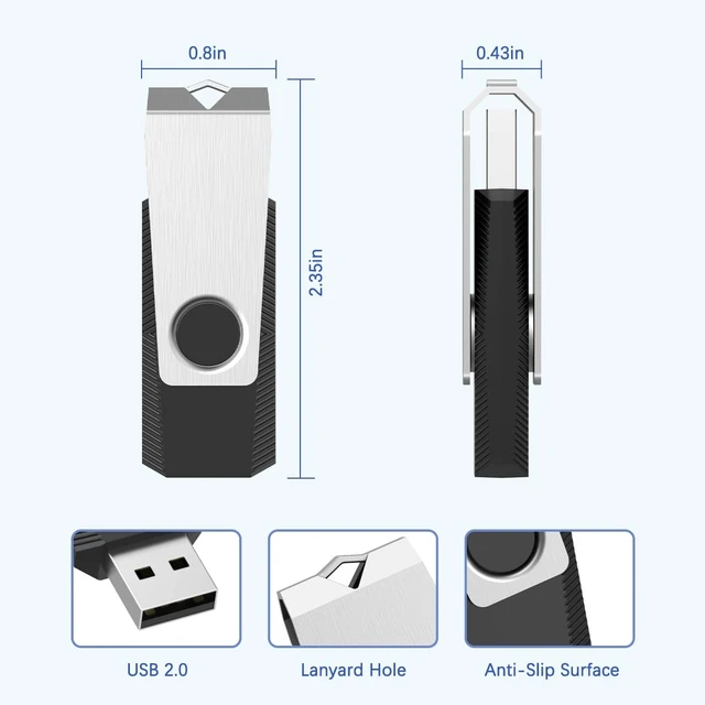 Alt view image 2 of 5 - RAOYI 10 Pack 16GB USB Flash Drive, USB 2.0 Swivel Metal Memory Stick Bulk Thumb Drives Pen Drive Jump Drive for Data Storage (Black)