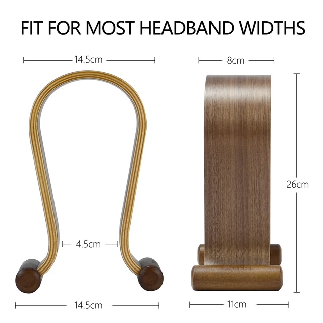 Alt view image 4 of 5 - SAMDI Wood Headphone Stand, Headphone Holder Wood Headset Stand Compatible for Sony, Bose, Shure, Jabra, JBL, AKG Gaming Headphones Display et. (Walnut)