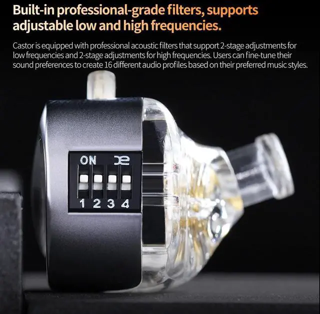 Alt view image 5 of 5 - KZ Castor IEM Earphones Wired Earbuds,2DD Tuning Adjustable in Ear Monitor Headphones Dual-Driver Supper Bass Wired Headphones, Harman Target Version Monitor Headphones