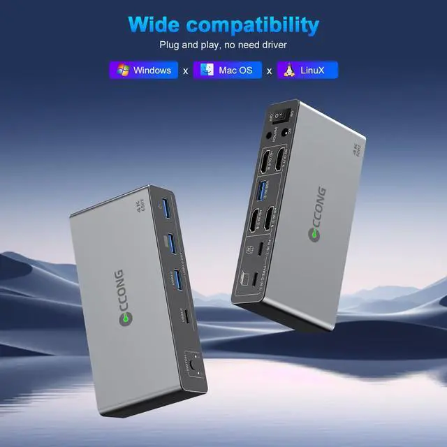 Alt view image 5 of 5 - USB C HDMI KVM Switch 2 Monitors 2 Computers,4K@60HZ Dual Monitors KVM Switches for 1 PC + 1 Laptops Share Mouse Keyboard and 2 Screens,4 USB3.0 Devices,100W PD for Laptop
