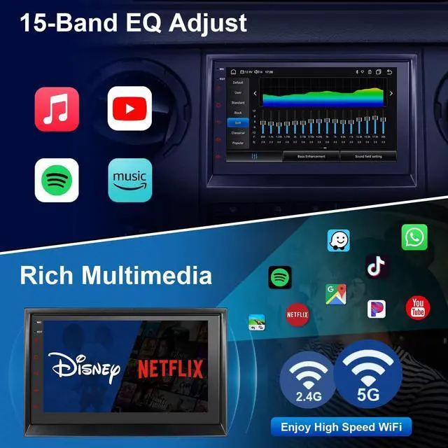 Alt view image 5 of 5 - 7 Inch F150 Car Stereo Touchscreen Radio Upgrade Wireless Apple CarPlay Android Auto for Ford F150 2004-2008, Android 8Core 4+64GB F150 Car Play with Bluetooth, GPS Navigation, Netflix, YouTube