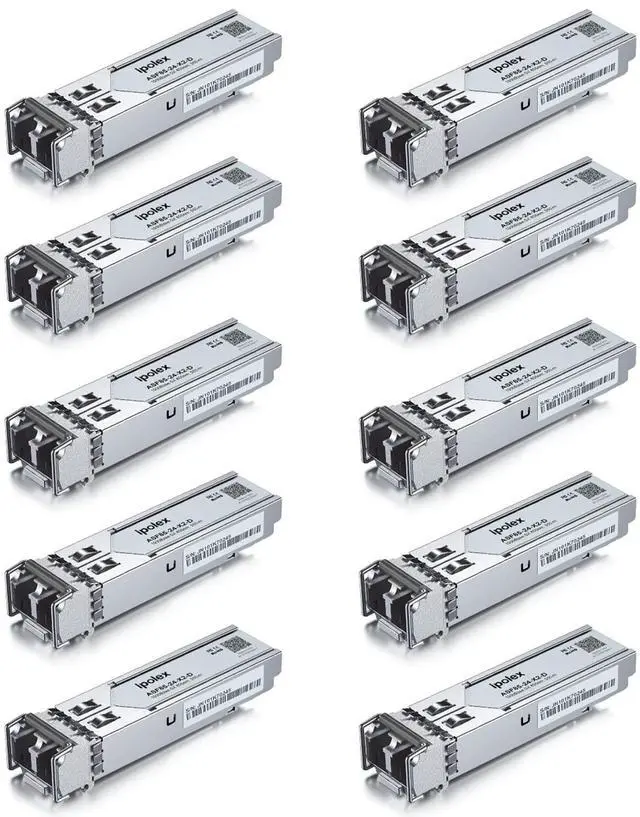 Main image of ipolex 1.25G Multimode SFP to Fiber Transceiver, 1000Base SX SFP Module, 850nm MMF, for Cisco GLC-SX-MMD/SFP-GE-S, Ubiquiti UF-MM-1G, Netgear AGM731F, Meraki, TP-Link, Mikrotik and More, 10 Pack