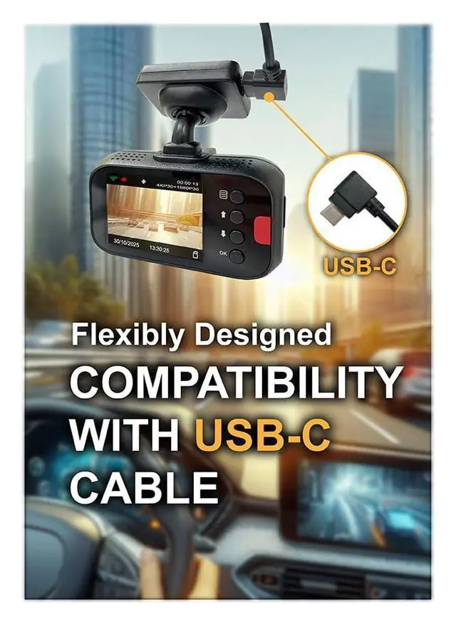 Alt view image 4 of 5 - VIGORPLUS V26R Rear Camera for V263W Dash Cam, 1080P STARVIS Night Vision, 155 Wide-Angle F1.8 Lens, 6G Optical Glass, 6m Type-C Cable