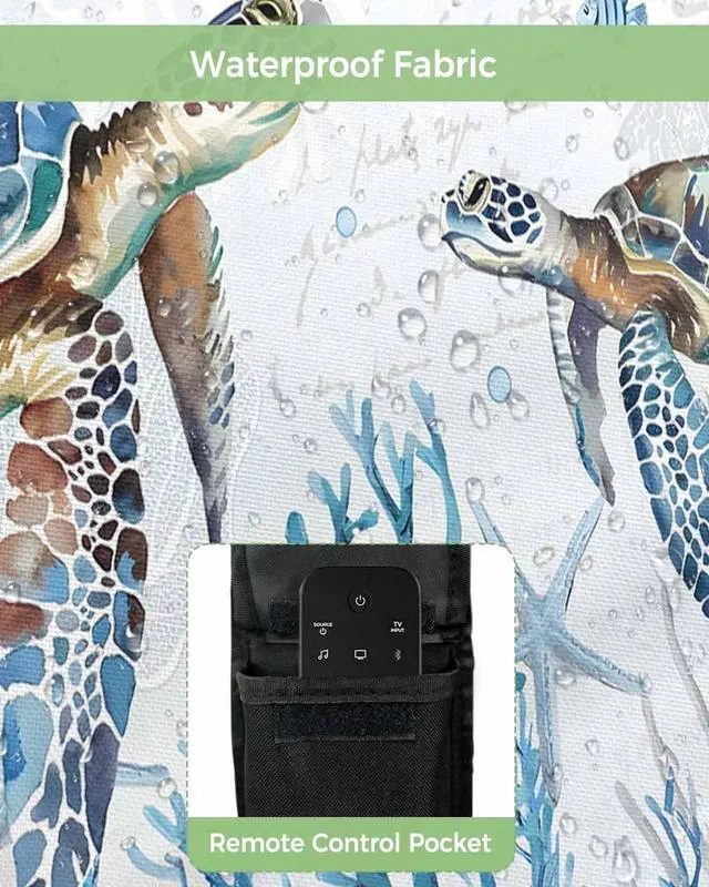 Alt view image 3 of 5 - Ocean Coral Turtle Waterproof Outdoor TV Cover 48-50 Inch Weatherproof, Outside Television Cover TV Screen Protector with Remote Control Pocket, Nautical Exotic Watercolor Starfish