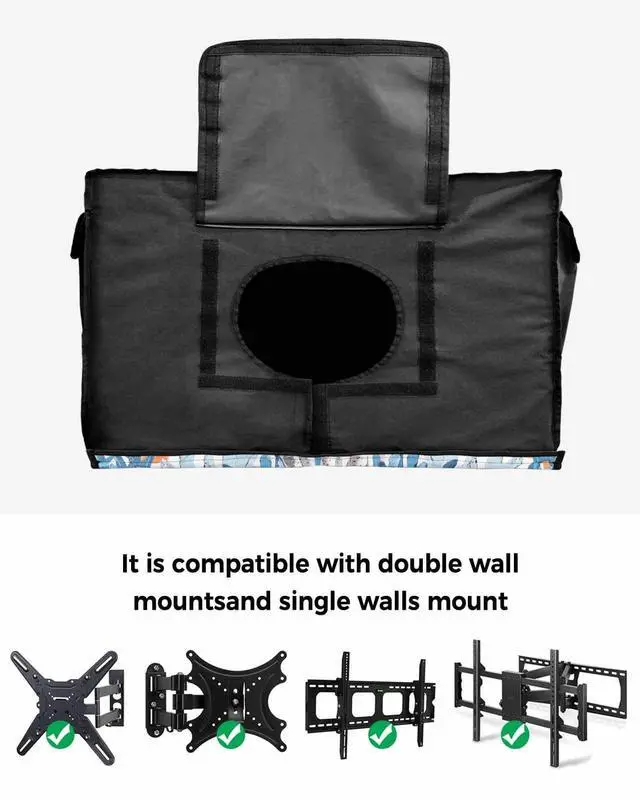 Alt view image 4 of 5 - Ocean Coral Turtle Waterproof Outdoor TV Cover 48-50 Inch Weatherproof, Outside Television Cover TV Screen Protector with Remote Control Pocket, Nautical Exotic Watercolor Starfish