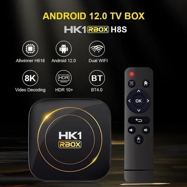 Alt view image 5 of 5 - HK1 Android TV Box 2026, Android 12.0 TV Box with 8K Decoding 4GB RAM 64GB ROM Allwinner H618 Quad-Core, 2.4GHz/5.0GHz WiFi6 Bluetooth 4.0+, Support H.265/USB 2.0/8K Ultra HD Smart TV Box