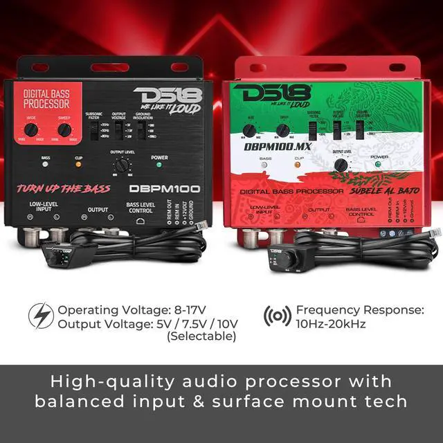 Alt view image 2 of 5 - DS18 DBPM100.MX Digital Bass Processor, 2 Channel Preamp Input/Output, Subsonic Filter, Digital Bass Restoration, Bass Booster, Remote Level Control w/Clip LED, Fully Adjustable Bass Processor