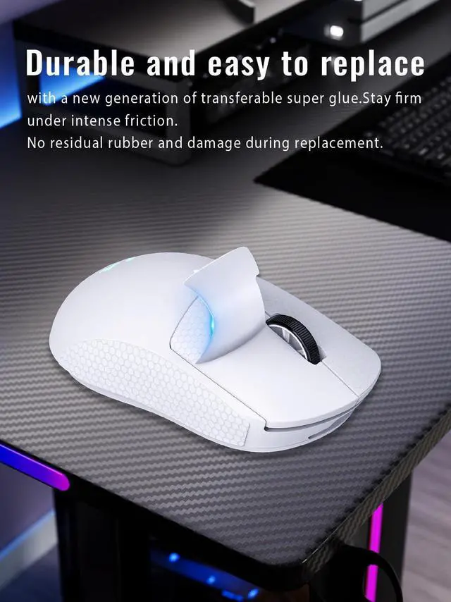 Alt view image 2 of 5 - WUNIAK Anti-Slip Grip Tape for Logitech G502 Wired/Wireless Mouse,Ultra-Thin Sweat-Absorbing Mouse Skin Sticker Set,Washable Reusable Non-Slip Grip for Esports Gaming Control,Black Snowf