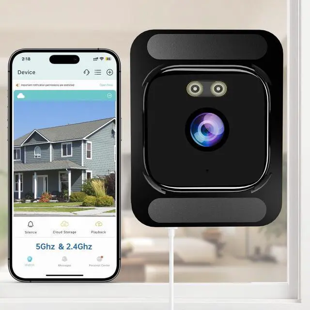 Main image of AXB Window Camera for Home Security: 2.4GHz&5GHz WiFi 4K Indoor Camera with Color Night Vision - Smart Motion Detection 24/7 Recording - Easy&Quick Install Includes 2 Multi-Angle Window Mounts