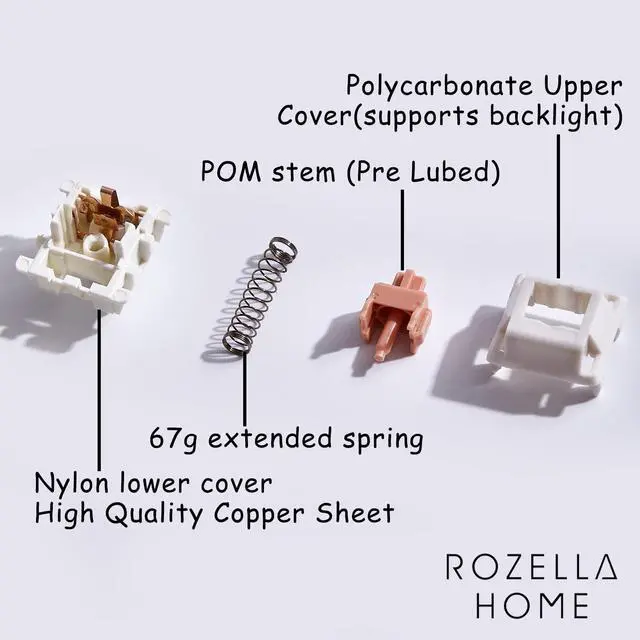 Alt view image 2 of 5 - Holy Panda Mechanical Keyboard Switch, 3Pin Pre Lubed, 67g Extended Spring, Enhance Tactile Plate Mounted MX Switch(100 Pack)