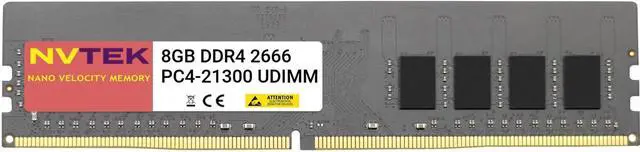 Main image of NVTEK 8GB (1X8GB) DDR4 2666MHz PC4-21300 UDIMM 1Rx8 1.2V CL19 288-PIN Non-ECC Unbuffered Desktop PC Computer Memory